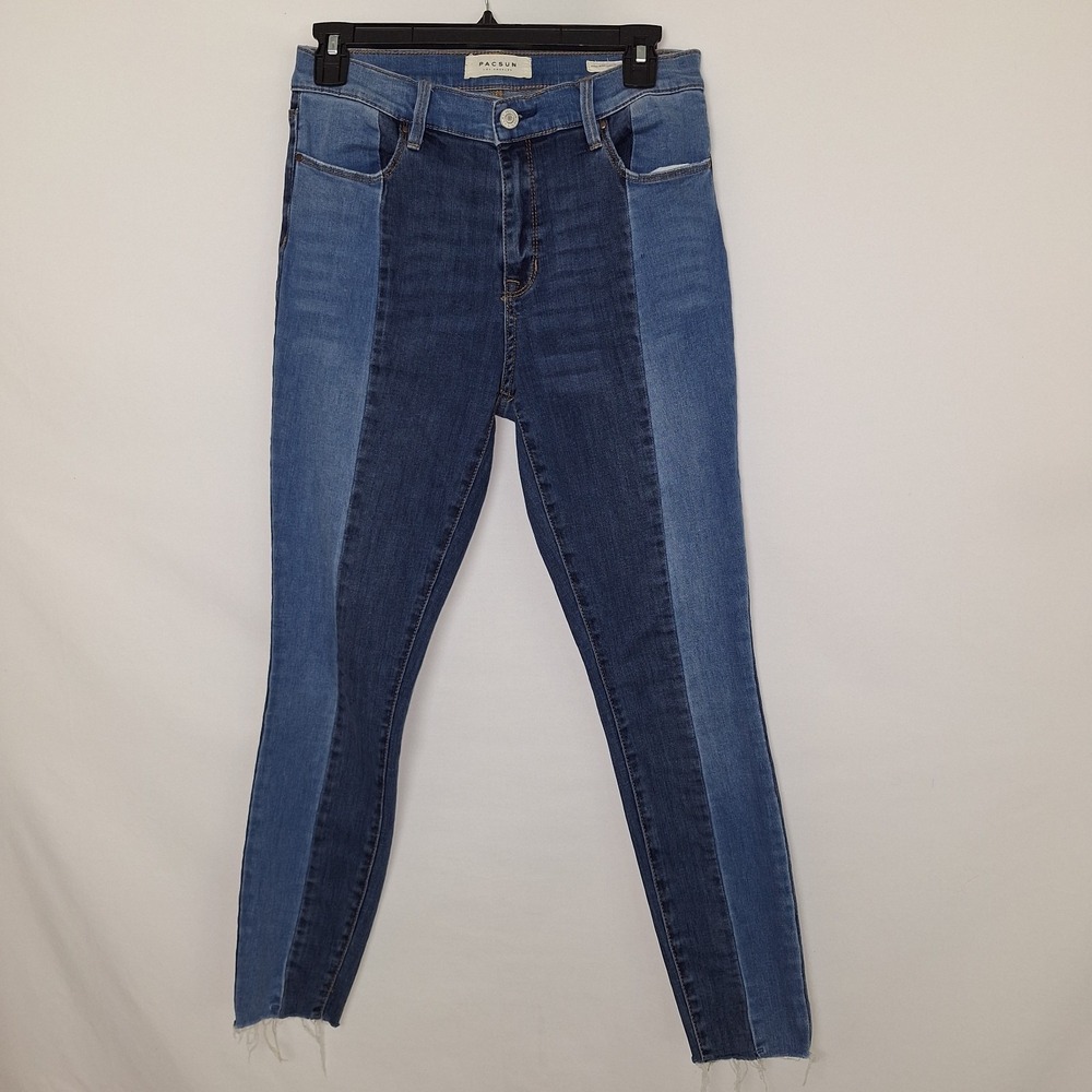 PacSun | Women's High-Rise Two Tone Raw Hem Ankle Jegging‎ Sz 26 Contrast Panel